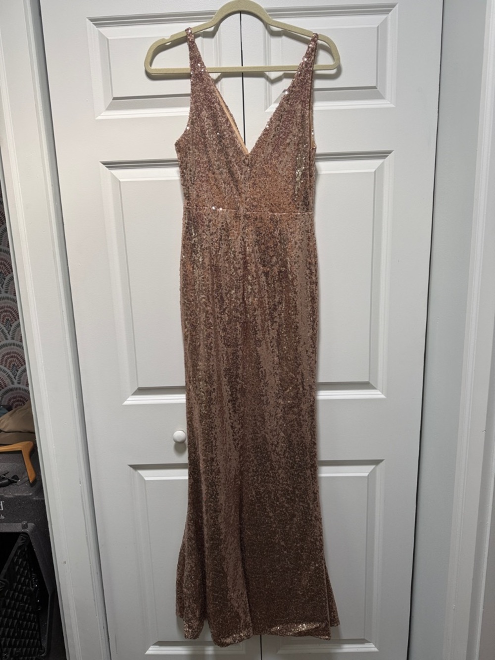Lulu's Rose Gold Sequin V-Neck Dress - Picture 5 of 6